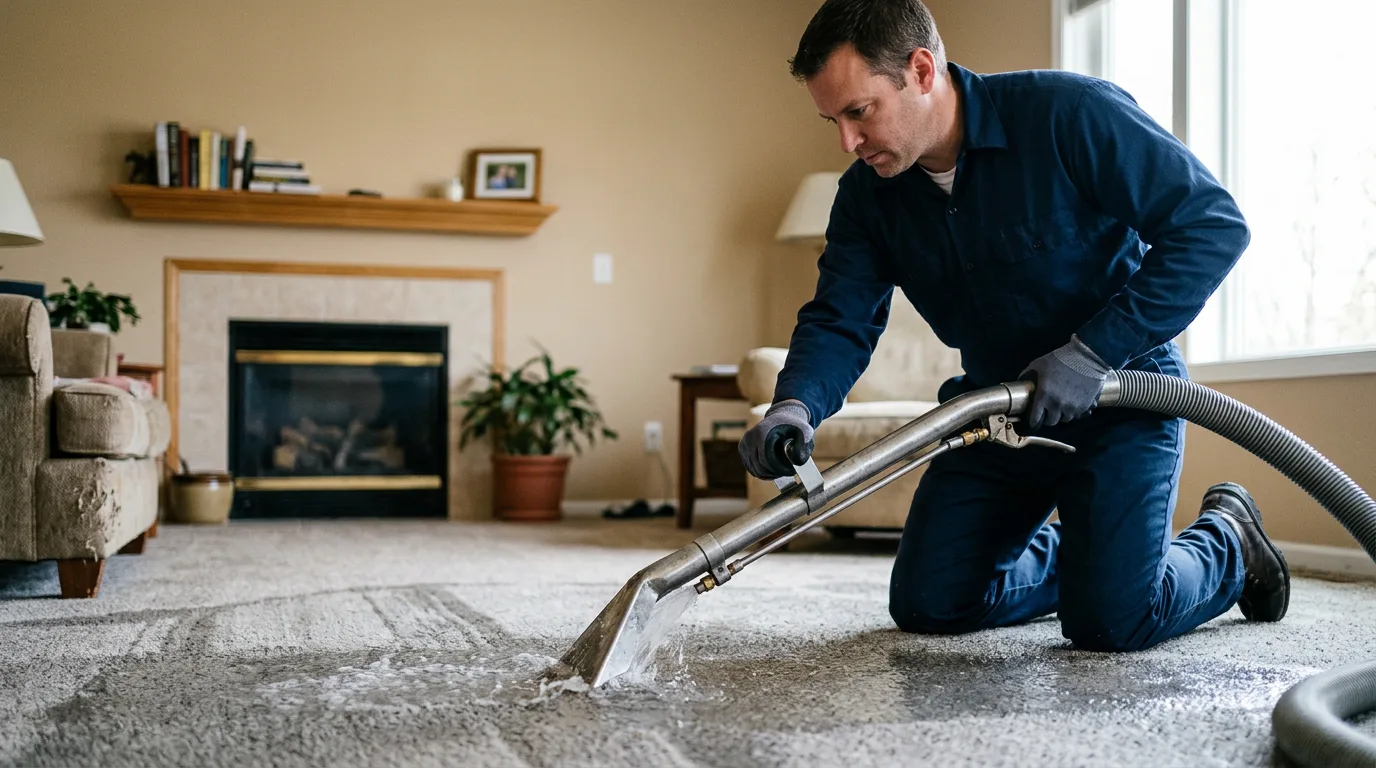 Water damage restoration technician working near Ossian, IA